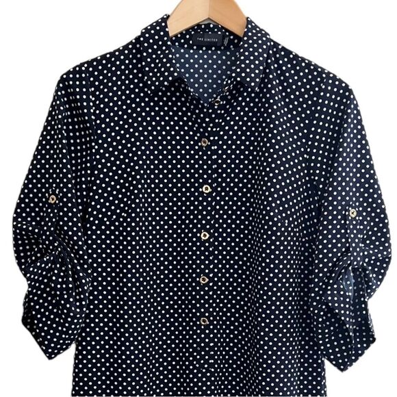 The Limited Dress Navy Blue & White Polka Dot Henley Shift -Size S NWT🏷 classy! - Picture 7 of 16